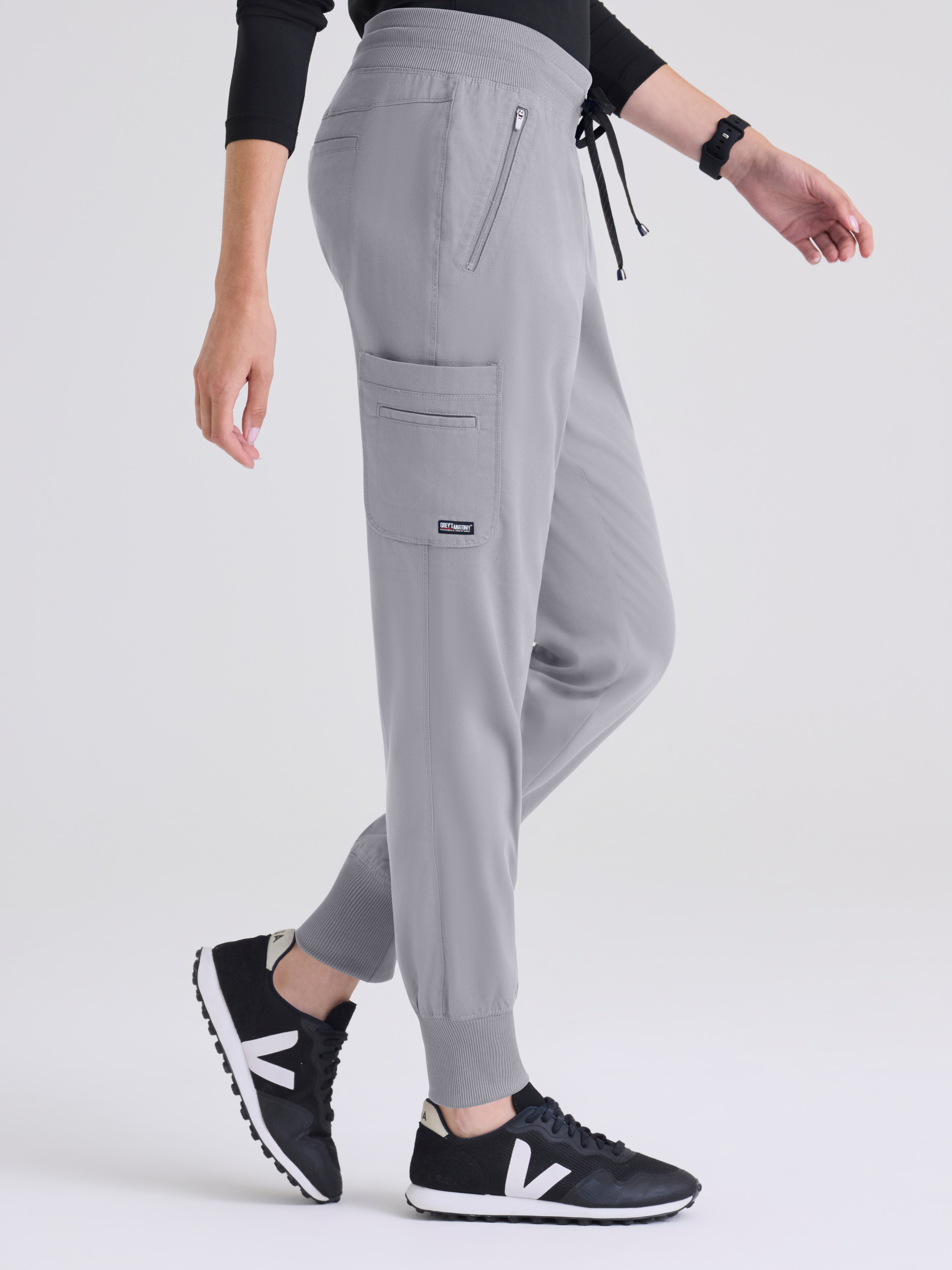 Eden 5-Pocket Mid-Rise Jogger Scrub Pant Grey's Anatomy™ by BARCO® Spandex Stretch