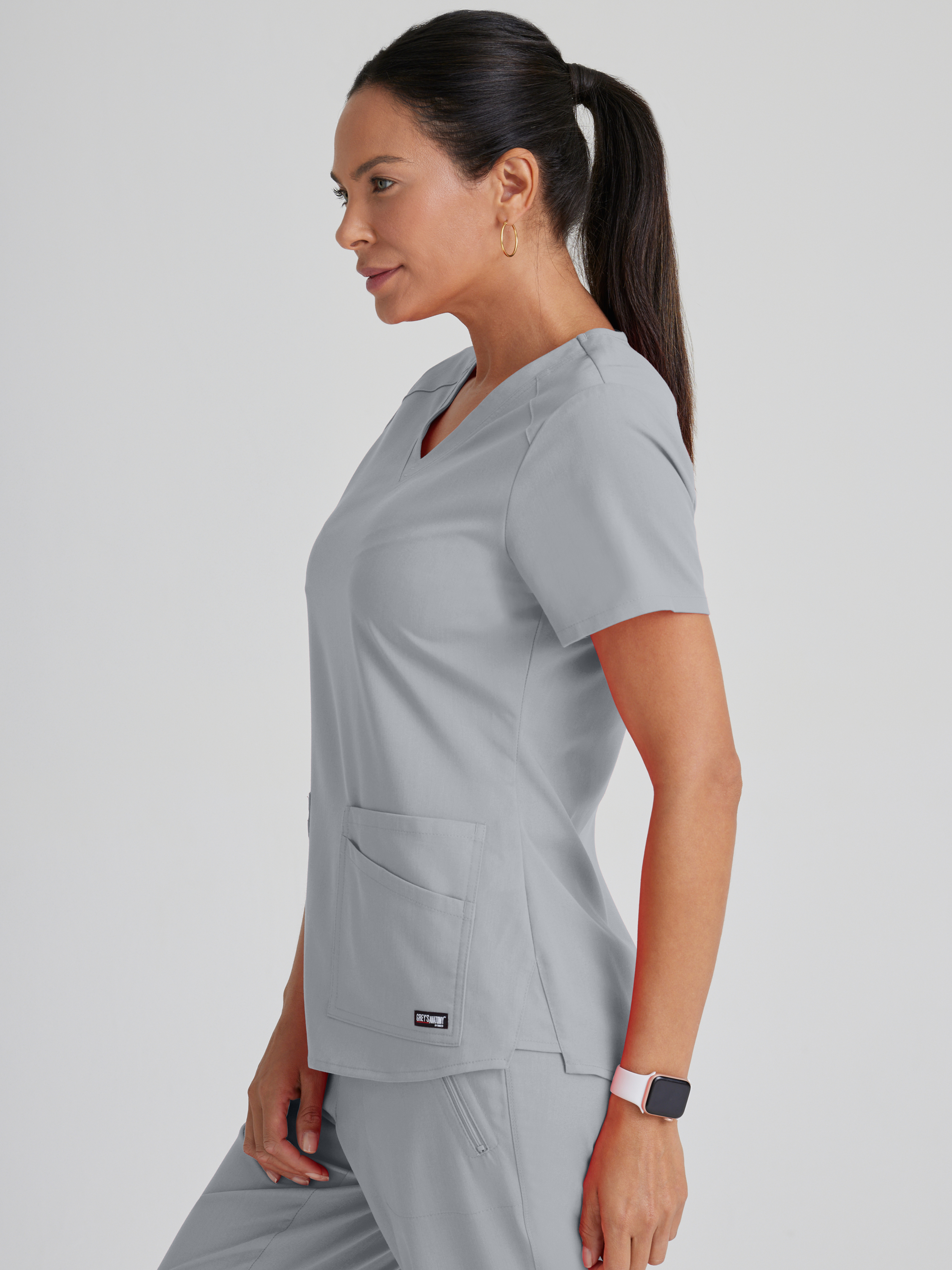 Emma 4-Pocket V-Neck Scrub Top Grey's Anatomy™ by BARCO® Spandex Stretch