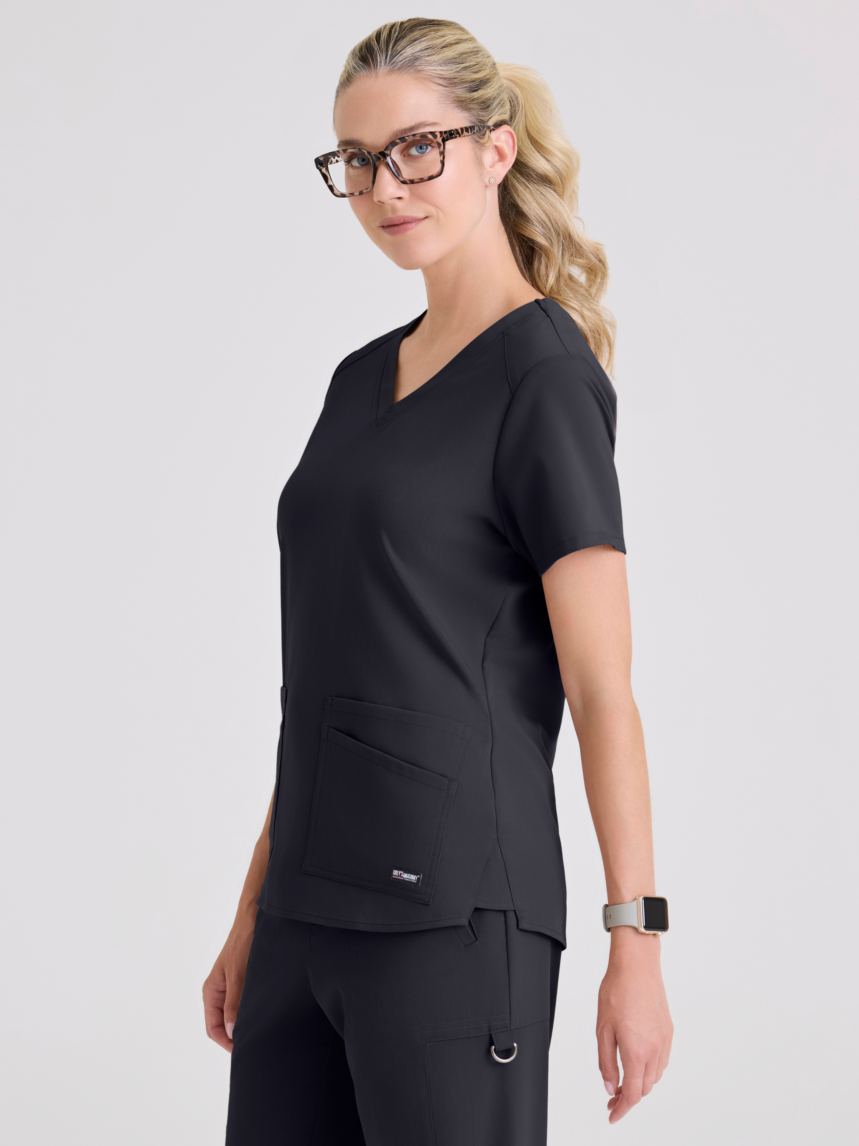 Emma 4-Pocket V-Neck Scrub Top Grey's Anatomy™ by BARCO® Spandex Stretch