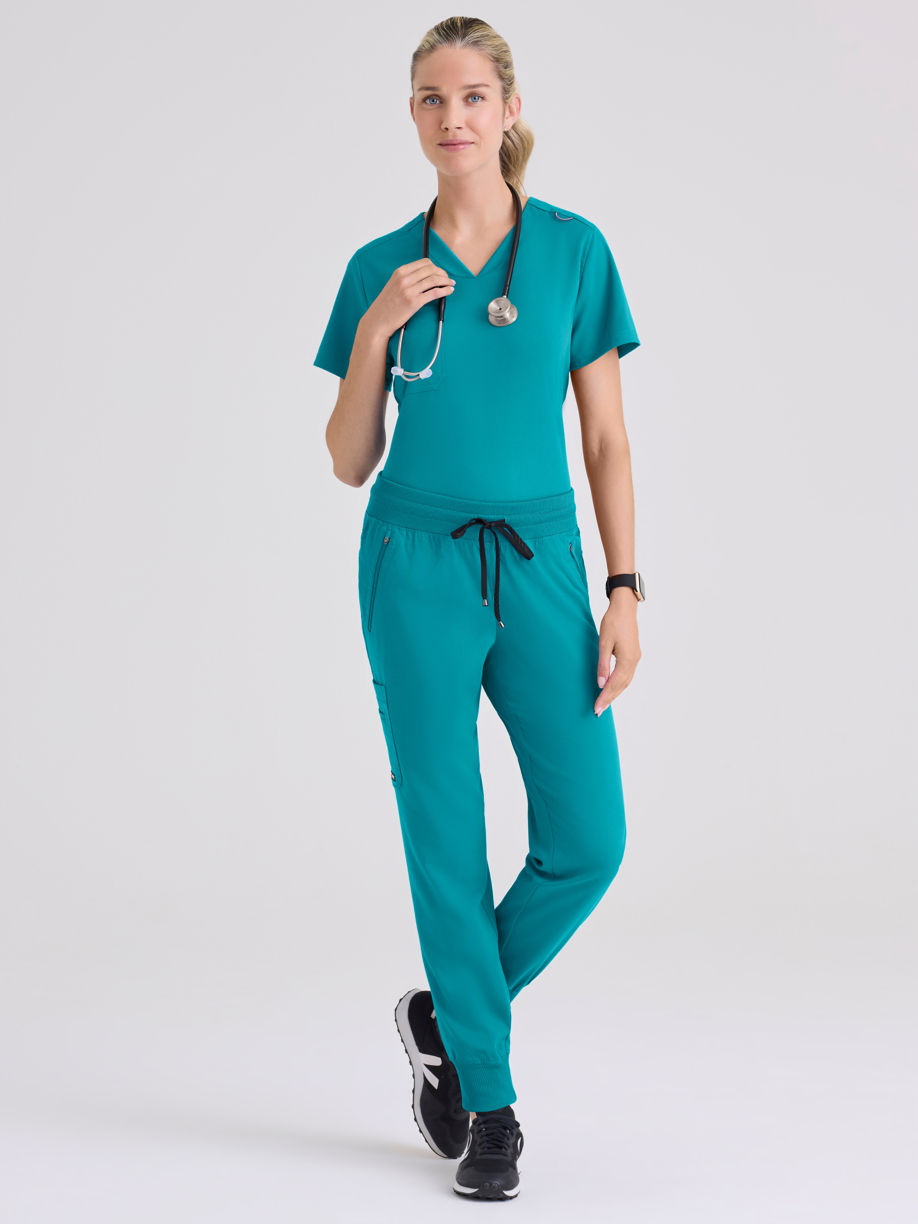 Eden 5-Pocket Mid-Rise Jogger Scrub Pant Grey's Anatomy™ by BARCO® Spandex Stretch