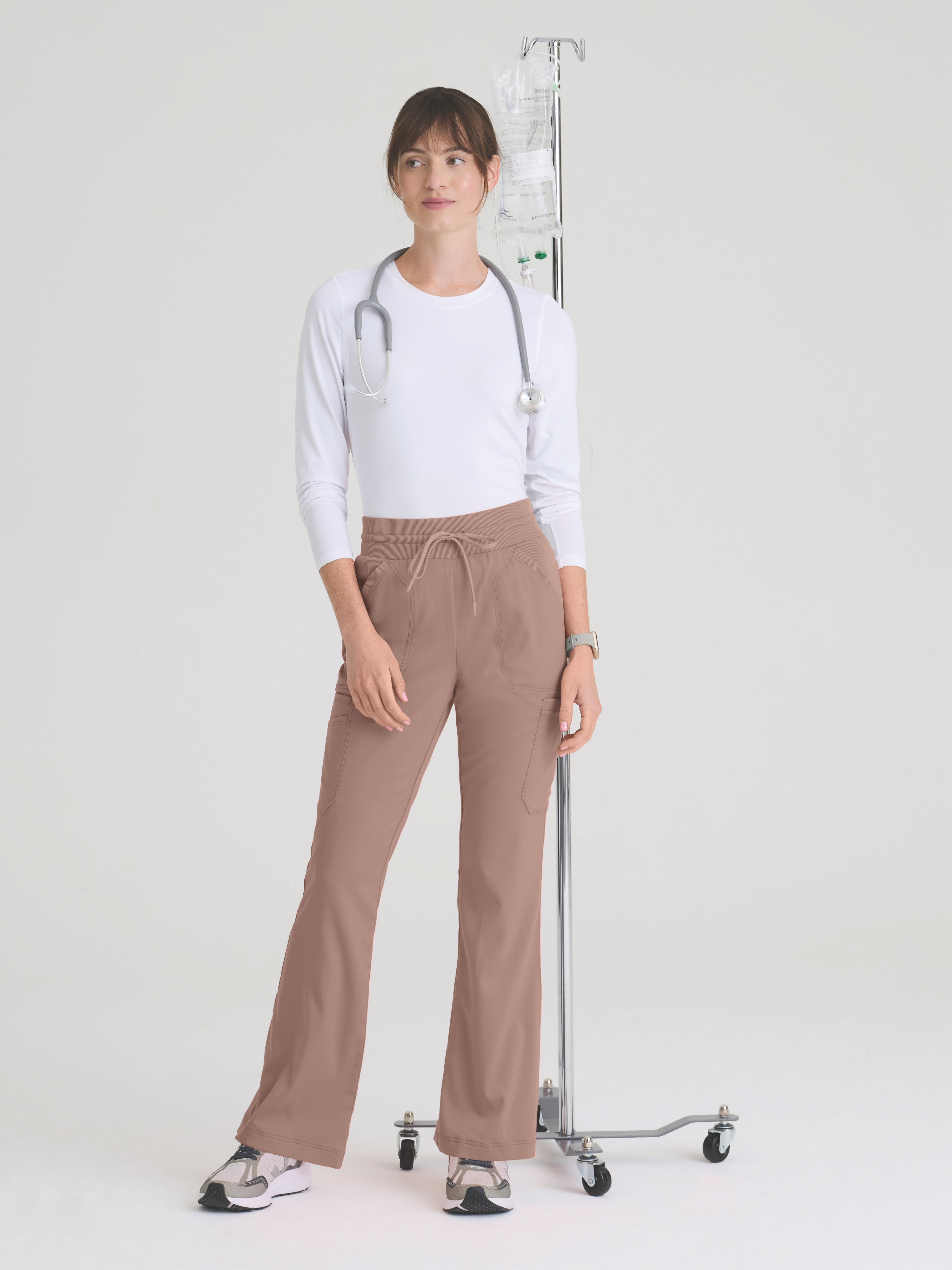 Kristi 7-Pocket Knit Waistband Fit & Flare Pant Grey's Anatomy™ by BARCO® Spandex Stretch