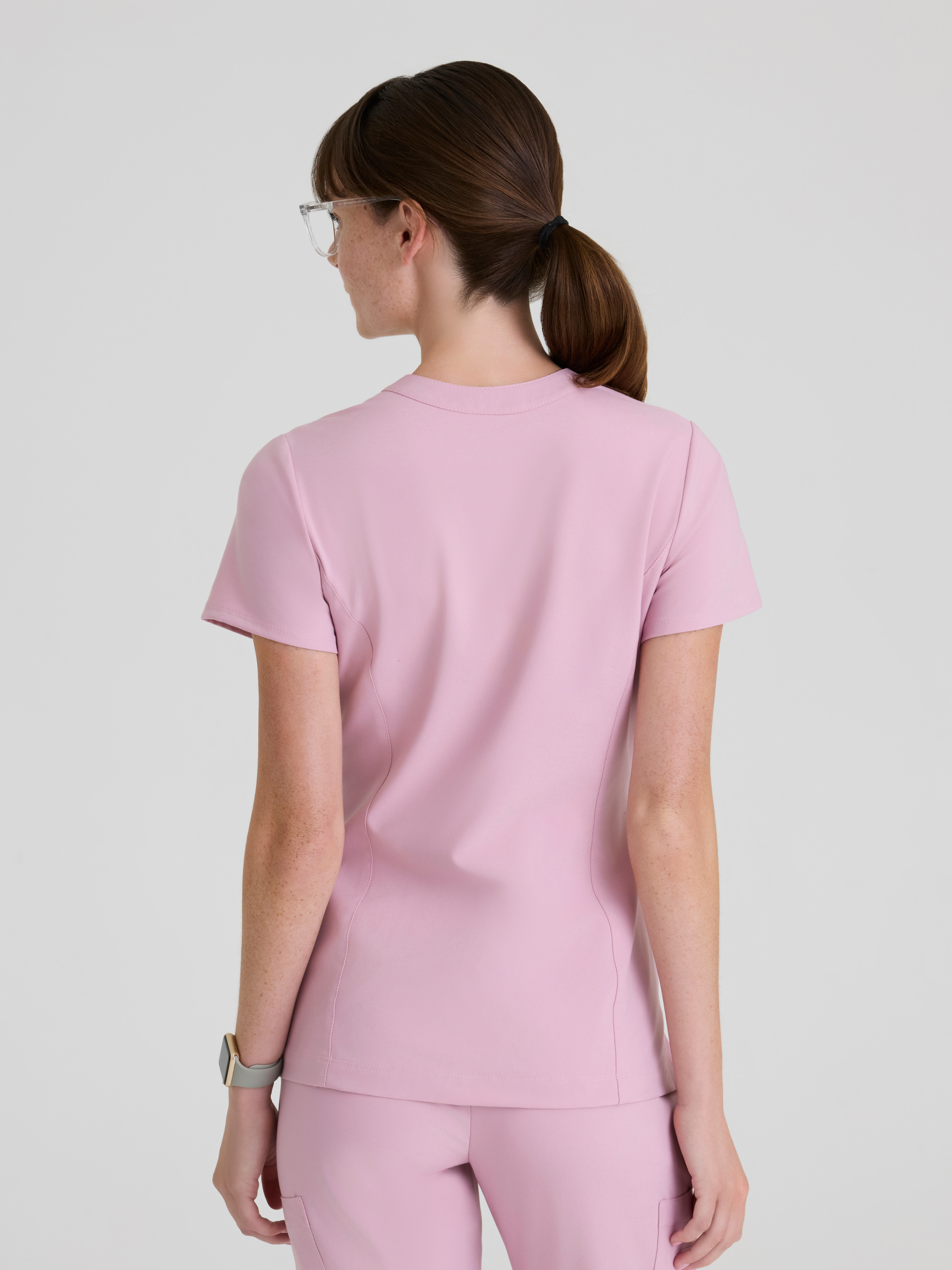 Sky 2-Pocket Banded Notched Neck Top Grey's Anatomy™ by BARCO® Evolve