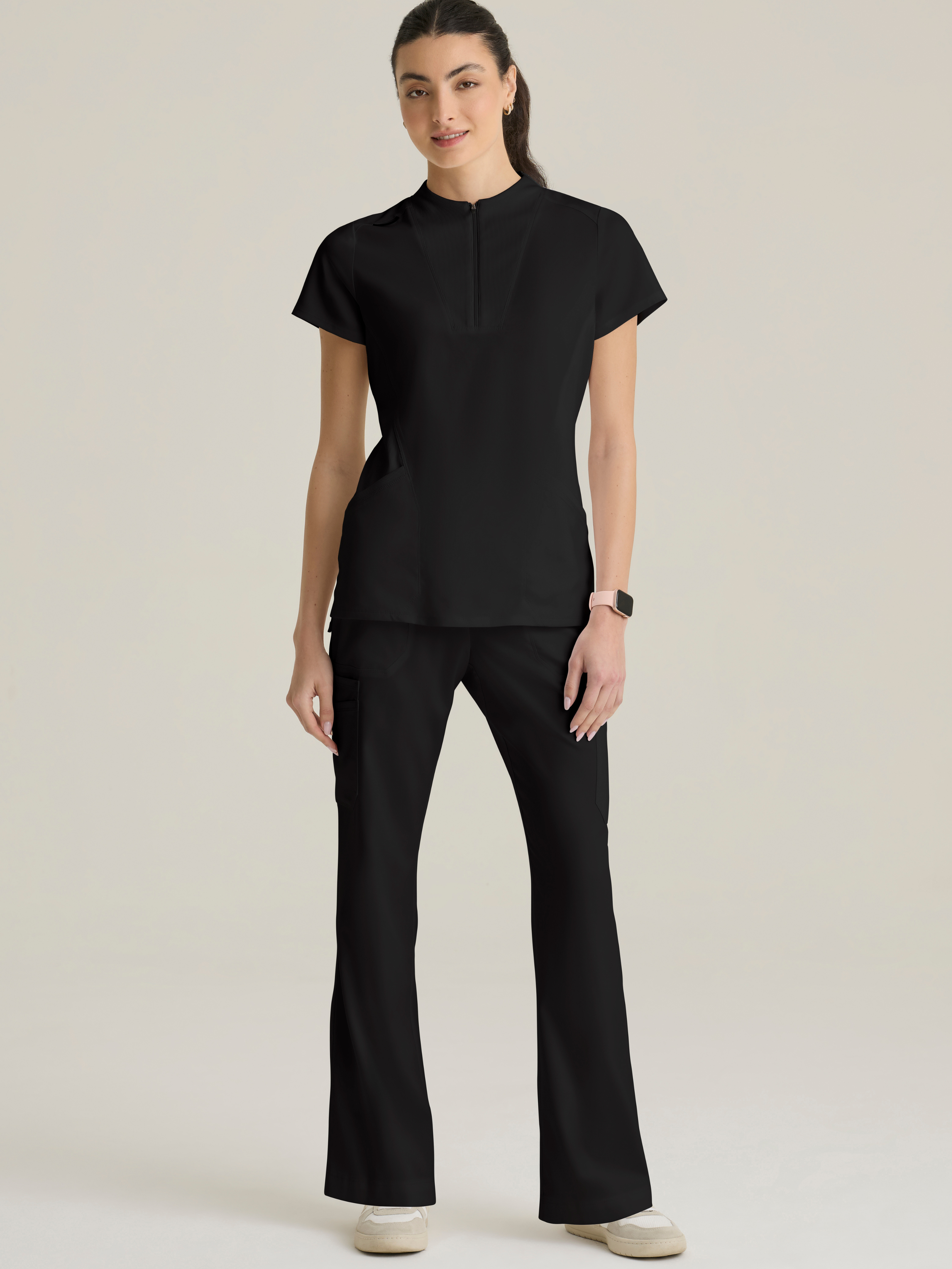 Kristi 2-Pocket Knit Micro-Funnel Top Grey's Anatomy™ by BARCO® Spandex Stretch