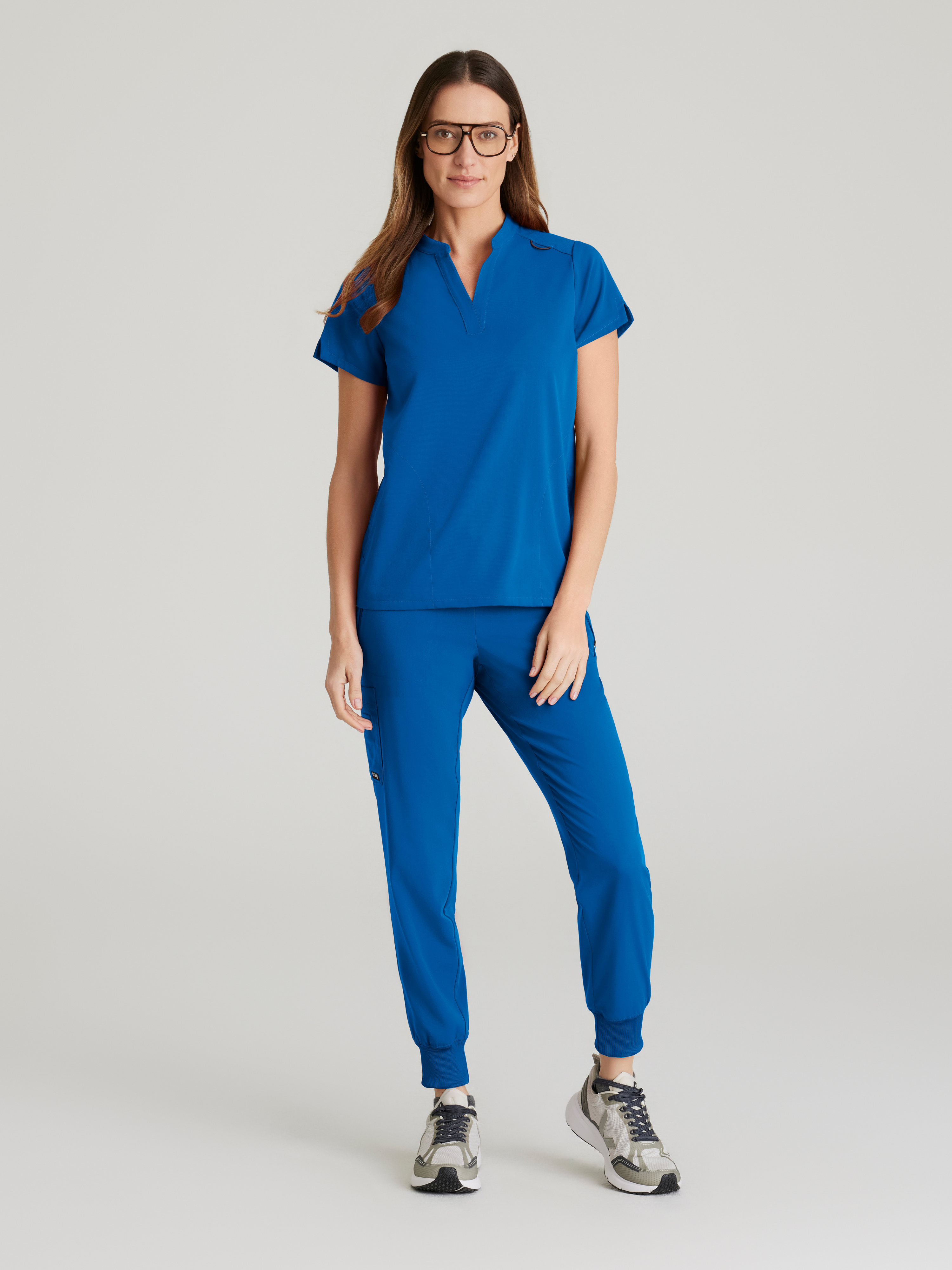 Avery 2-Pocket Banded Collar Top Grey's Anatomy™ by BARCO® Spandex Stretch