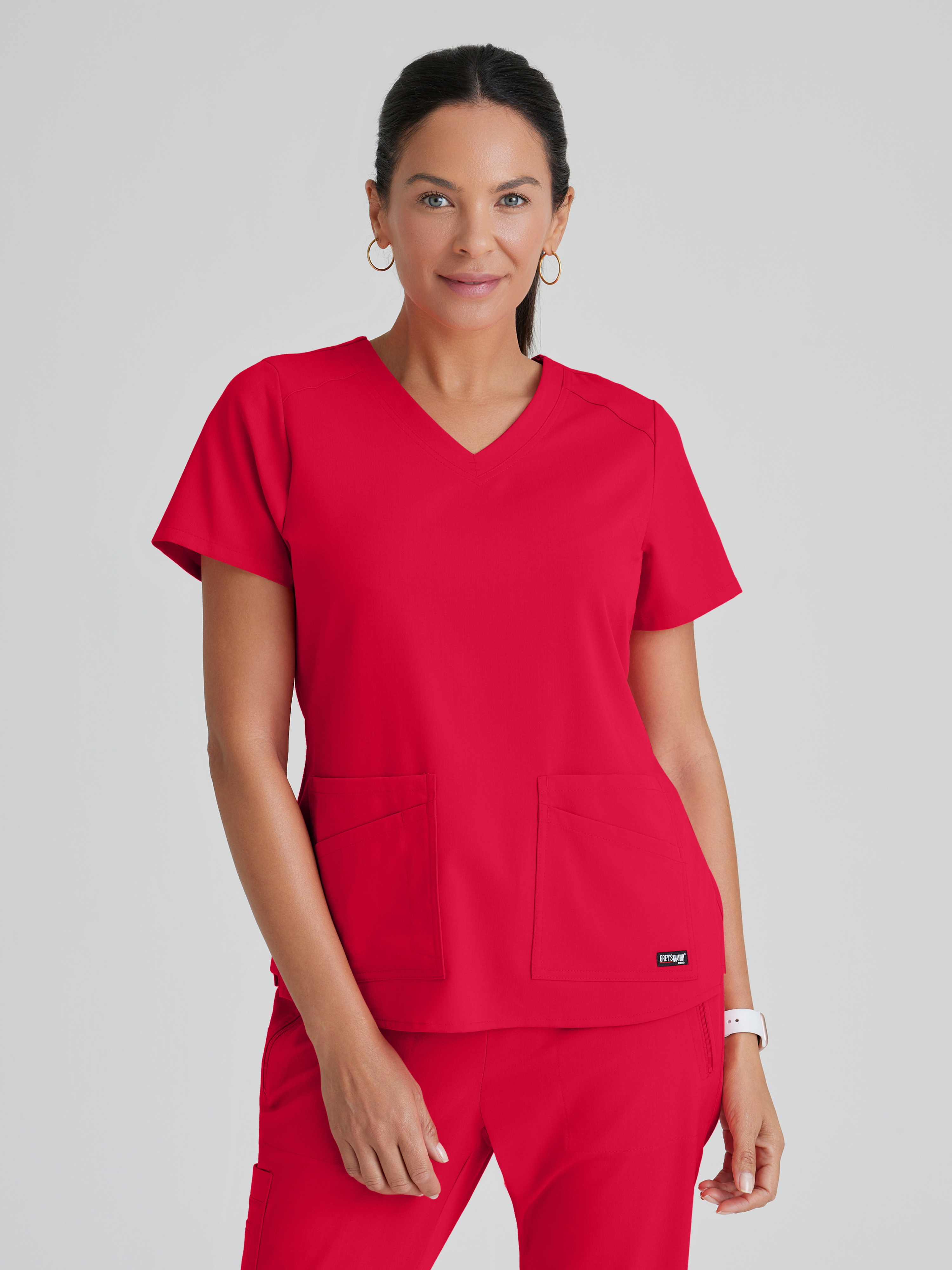 Emma 4-Pocket V-Neck Scrub Top Grey's Anatomy™ by BARCO® Spandex Stretch