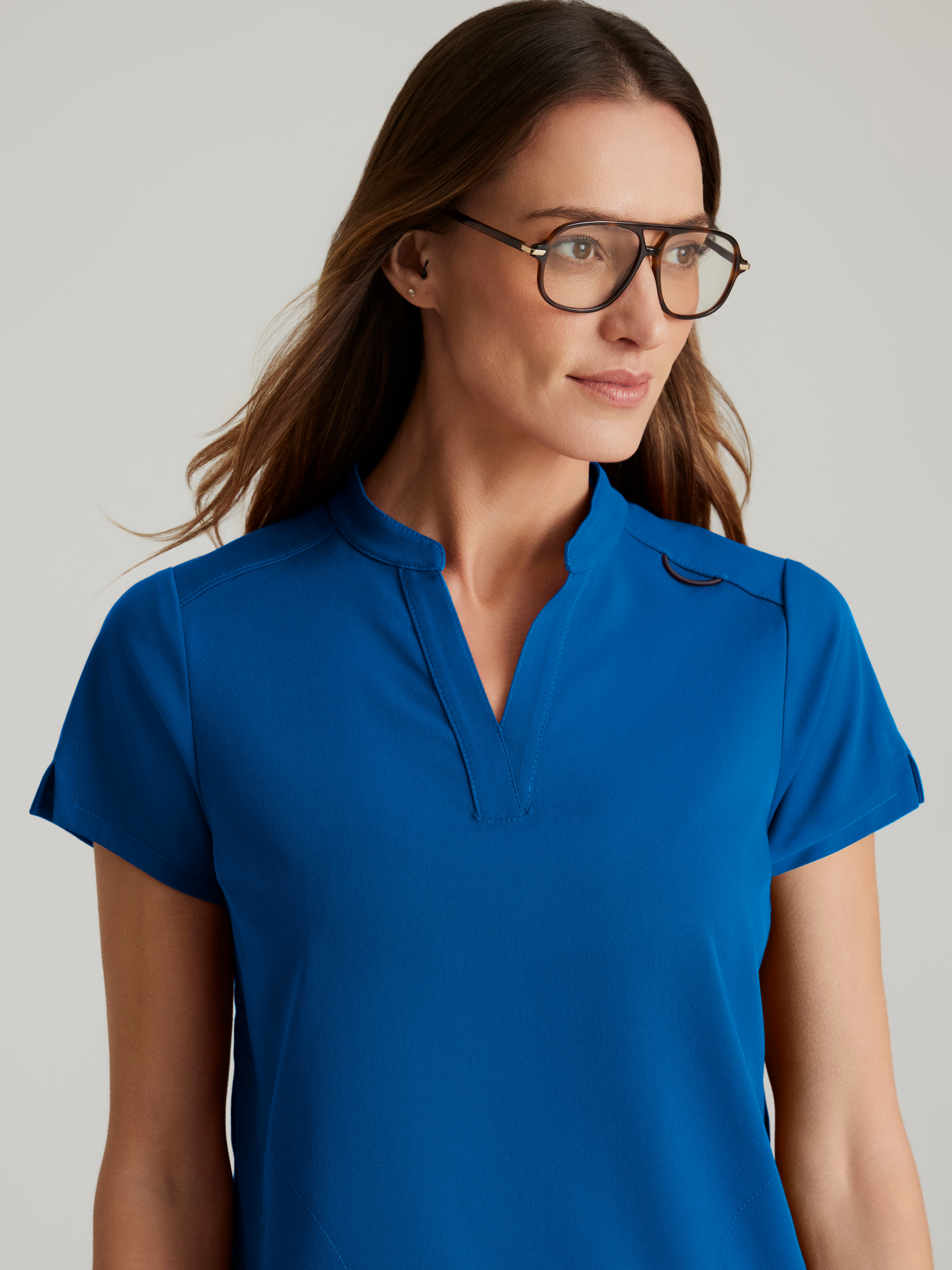 Avery 2-Pocket Banded Collar Top Grey's Anatomy™ by BARCO® Spandex Stretch
