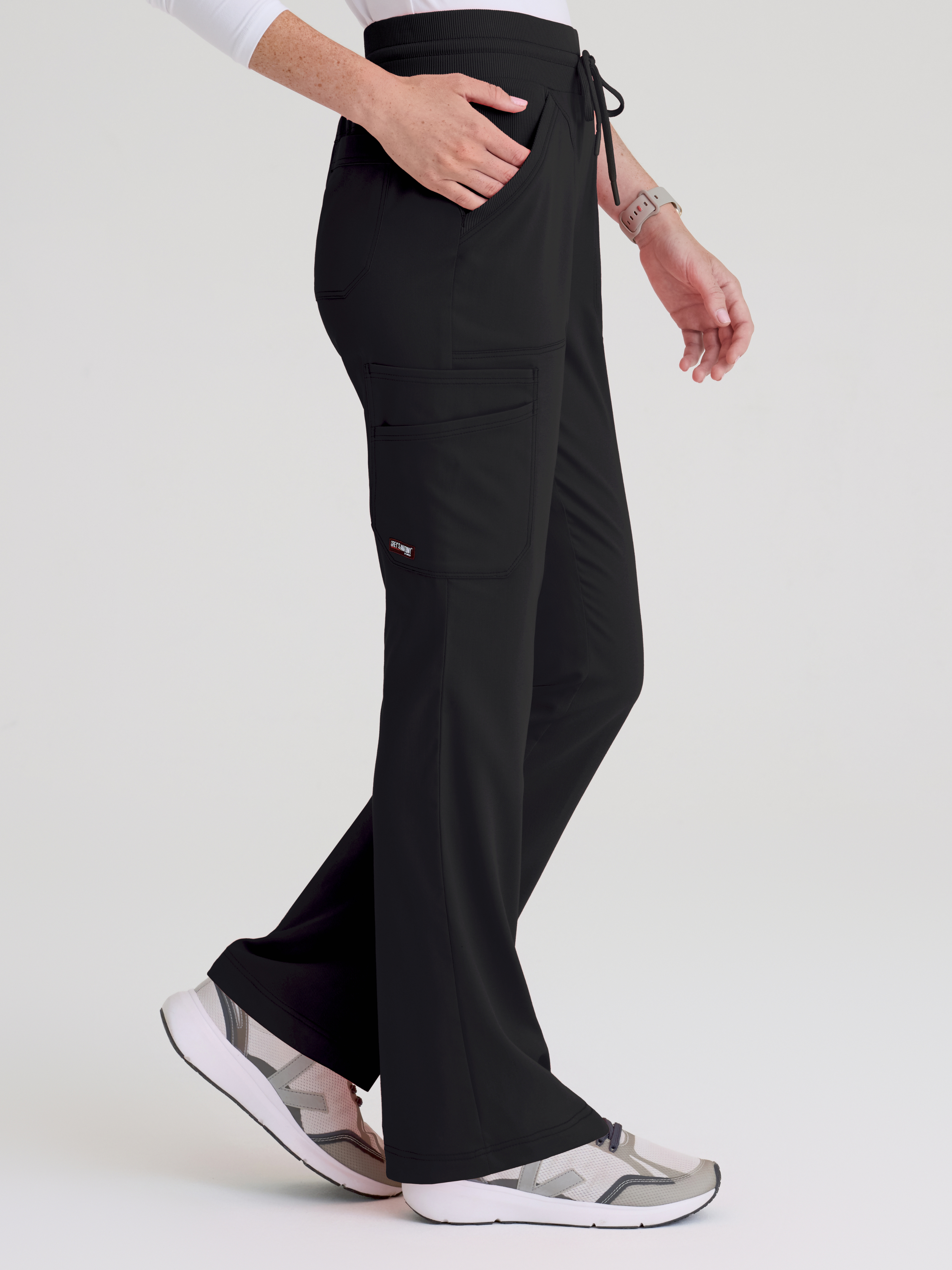 Kristi 7-Pocket Knit Waistband Fit & Flare Pant Grey's Anatomy™ by BARCO® Spandex Stretch