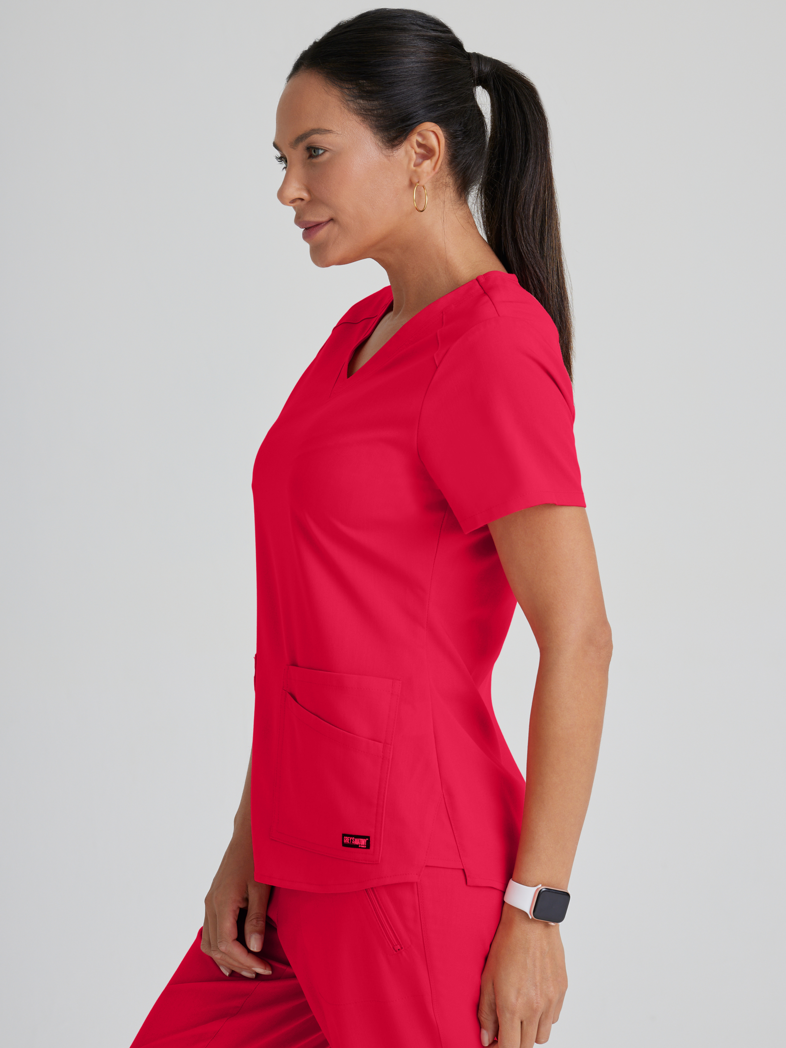 Emma 4-Pocket V-Neck Scrub Top Grey's Anatomy™ by BARCO® Spandex Stretch