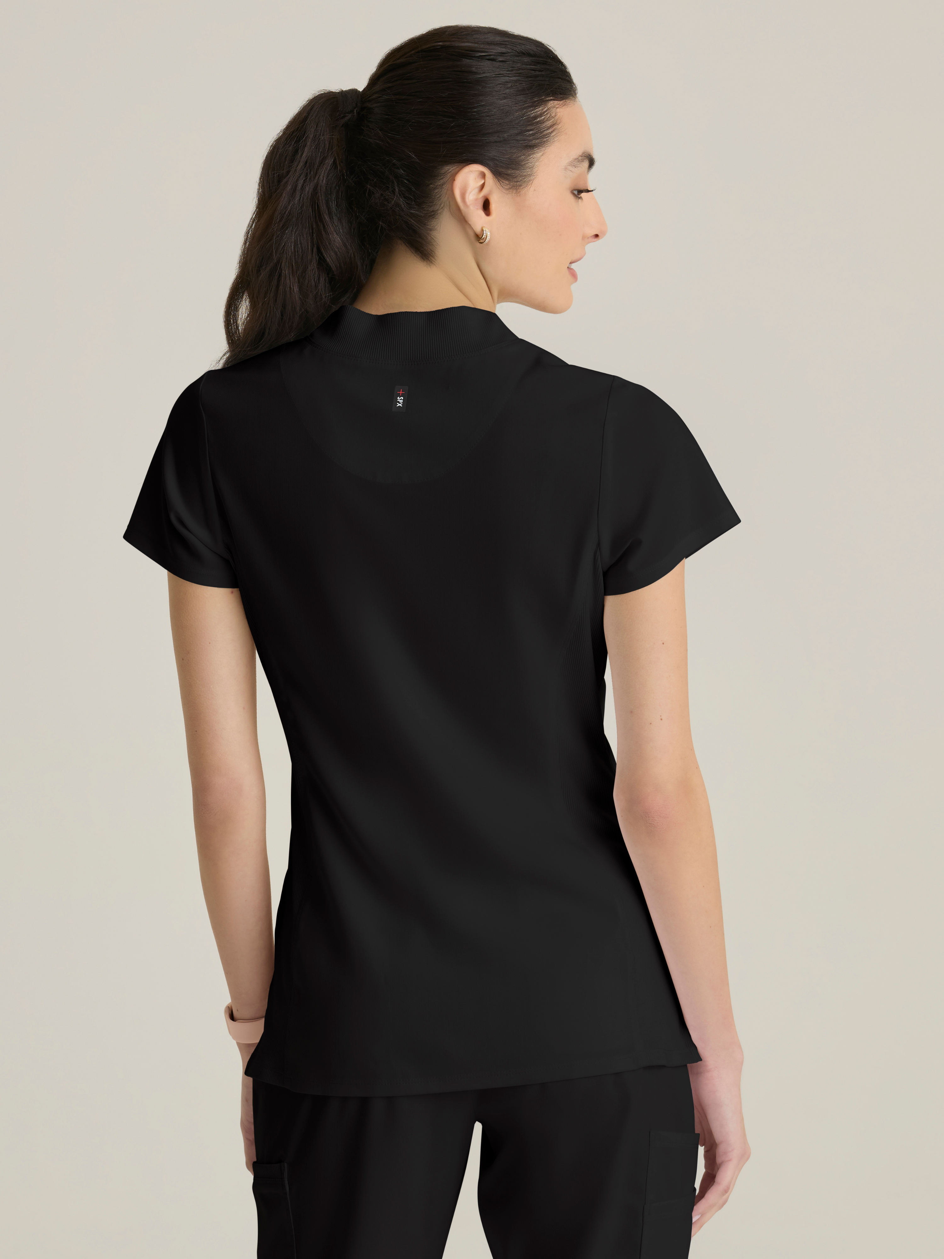 Kristi 2-Pocket Knit Micro-Funnel Top Grey's Anatomy™ by BARCO® Spandex Stretch