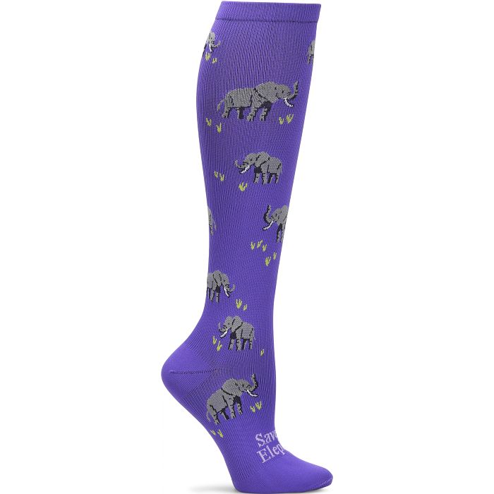 Women's Nursemates Compression Socks in "Save the Elephant's"