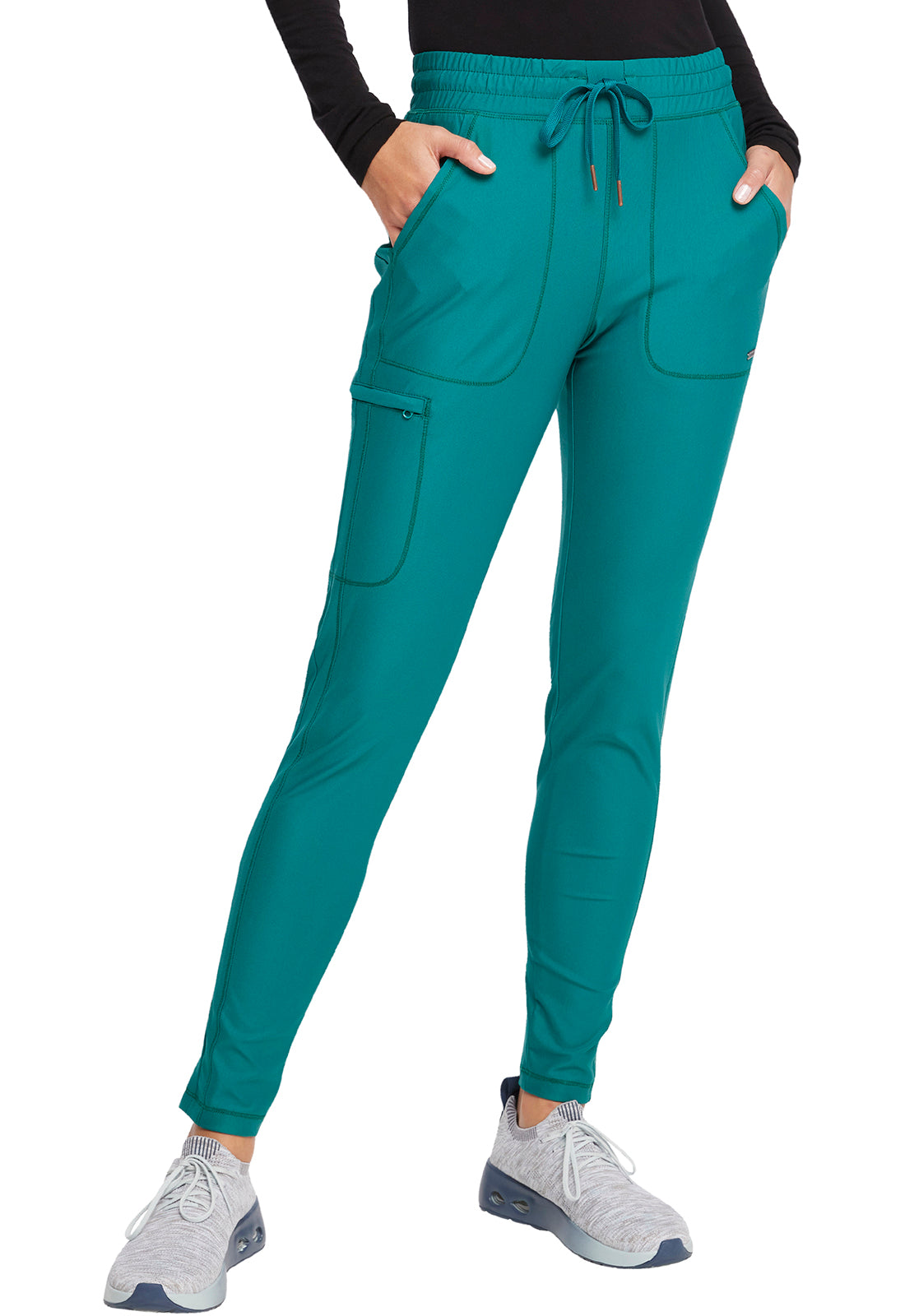 Women's Cherokee Form Mid Rise Tapered Leg Drawstring Pant (Petite Length) - BodyMoves Scrubs Boutique