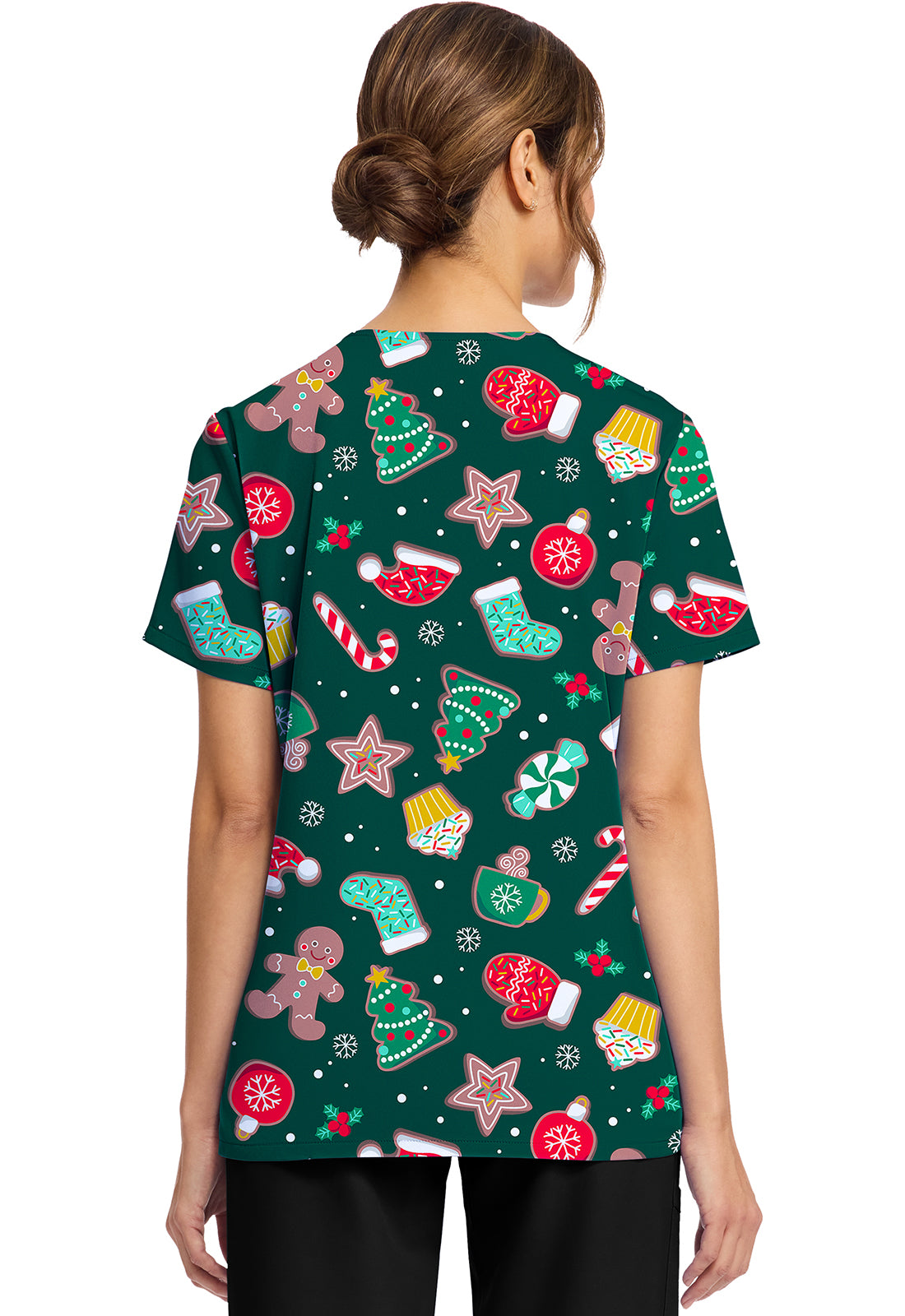 Women's Print V-Neck Top in WAITING FOR SANTA