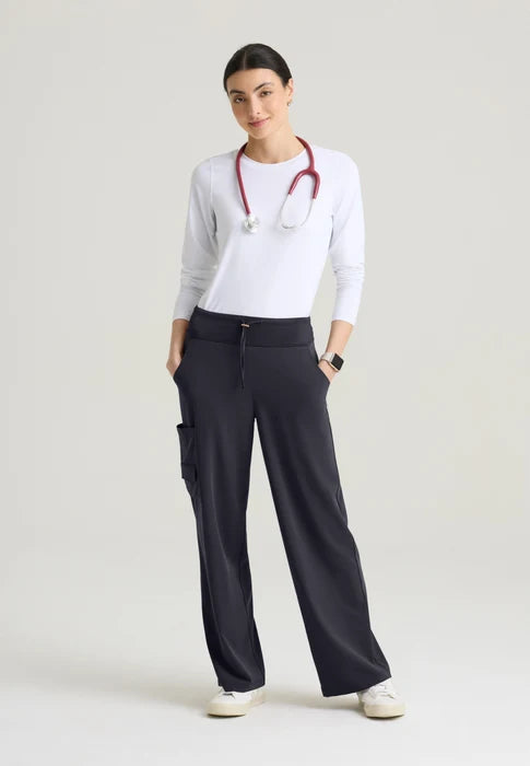 Aria Women's 6-Pocket Jersey Knit Waistband Wide Leg Pant Grey's Anatomy™ by Barco Cultivate