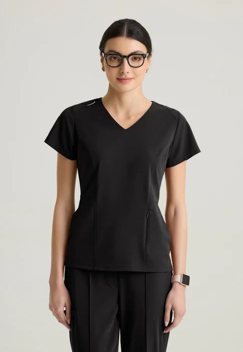 Spring Women's 3-Pocket Classic V-Neck Back Waist Detail Top Grey's Anatomy™ by Barco Cultivate