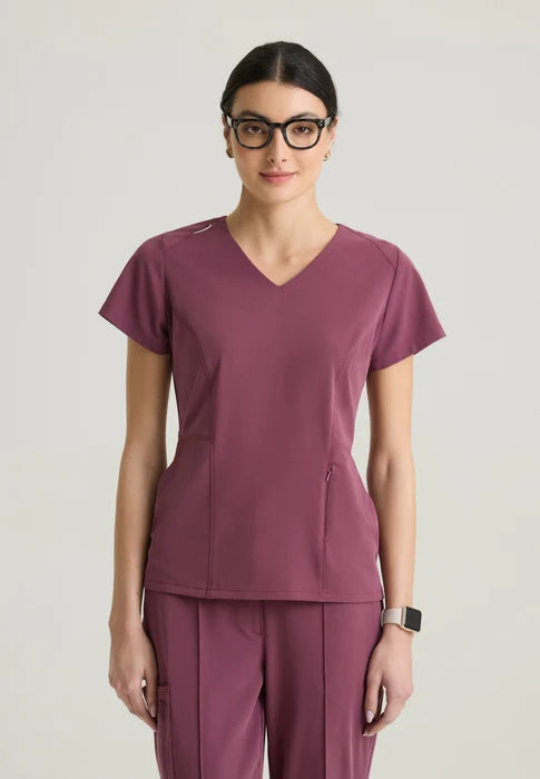 Spring Women's 3-Pocket Classic V-Neck Back Waist Detail Top Grey's Anatomy™ by Barco Cultivate