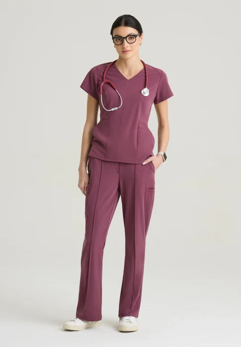 Spring Women's 3-Pocket Classic V-Neck Back Waist Detail Top Grey's Anatomy™ by Barco Cultivate