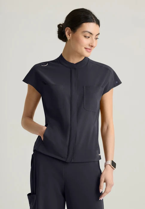 Aria Women's 6-Pocket Sportneck Zip-Front Top Grey's Anatomy™ by Barco Cultivate