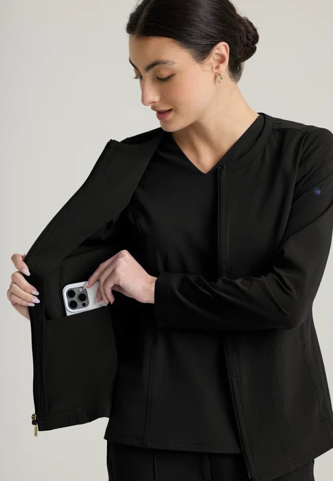 Spring Women's 5-Pocket Round Neck Zip-Front Warm-Up Jacket Grey's Anatomy™ by Barco Cultivate