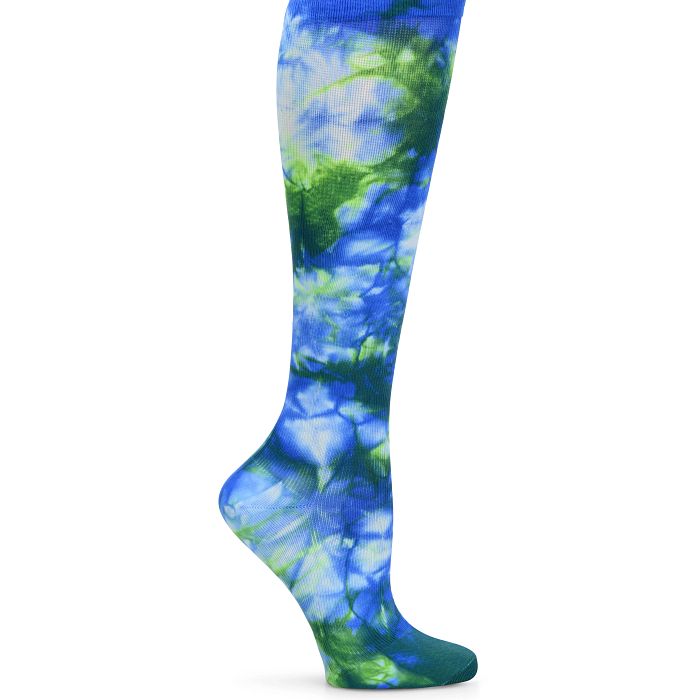 Women's Nursemates Compression Socks in Royal/Green Tie-Dye