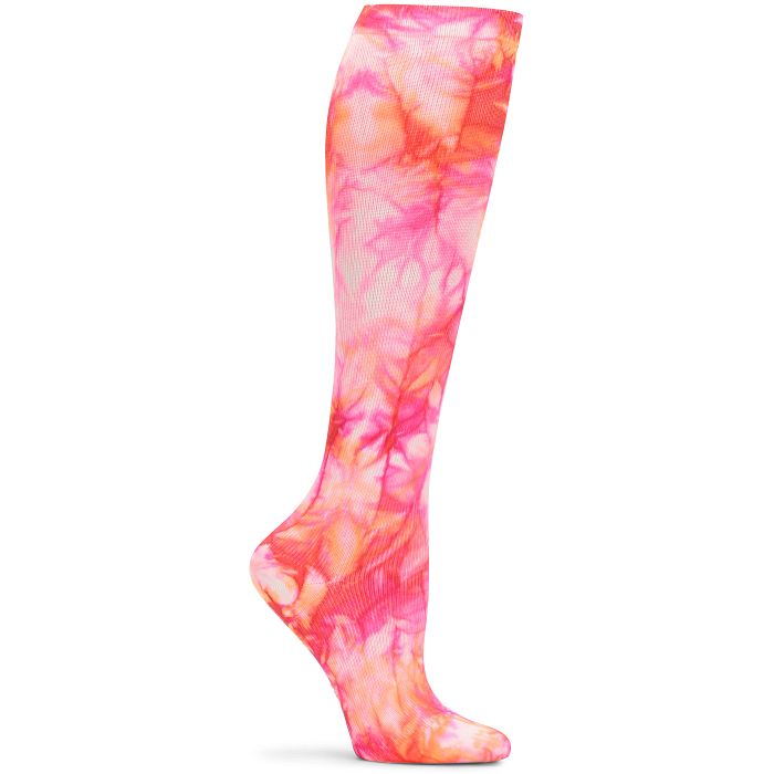 Women's Nursemates Compression Socks in Fuchsia Flame Tie Dye
