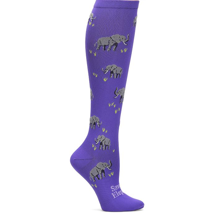 Women's Nursemates Compression Socks in "Save the Elephant's"