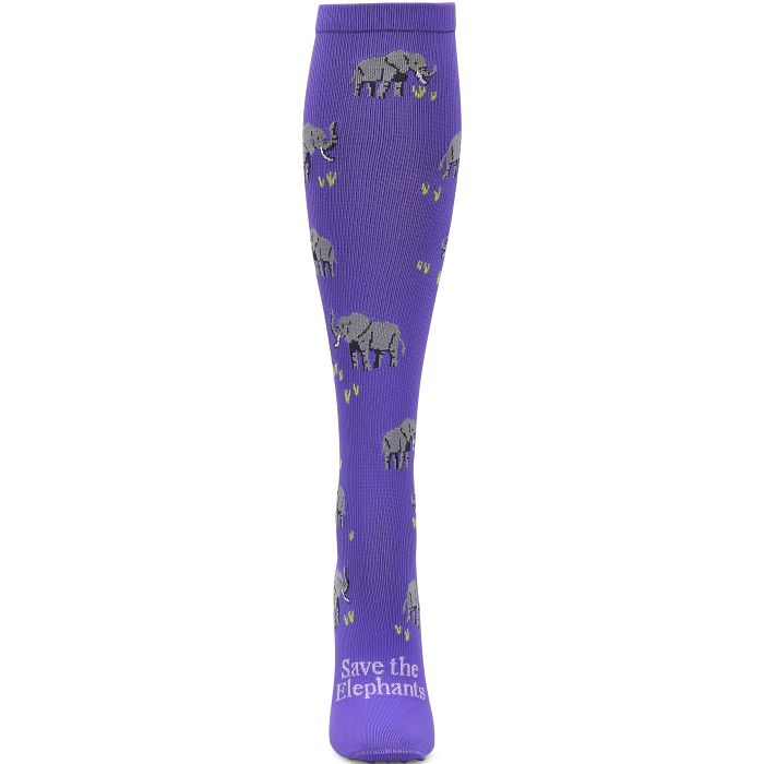 Women's Nursemates Compression Socks in "Save the Elephant's"