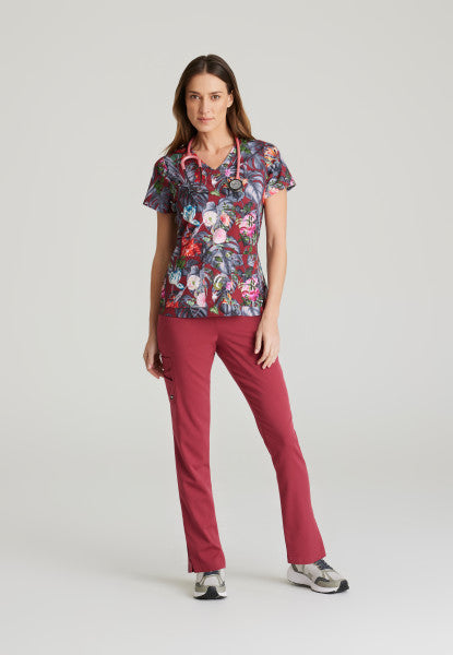 Grey's Anatomy Ella Print Scrub Top in "Palm Garden"