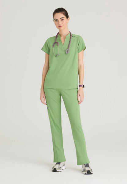 Women's Grey's Anatomy 2 Pocket Banded Collar "Avery" Top