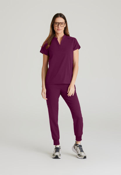 Women's Grey's Anatomy 2 Pocket Banded Collar "Avery" Top