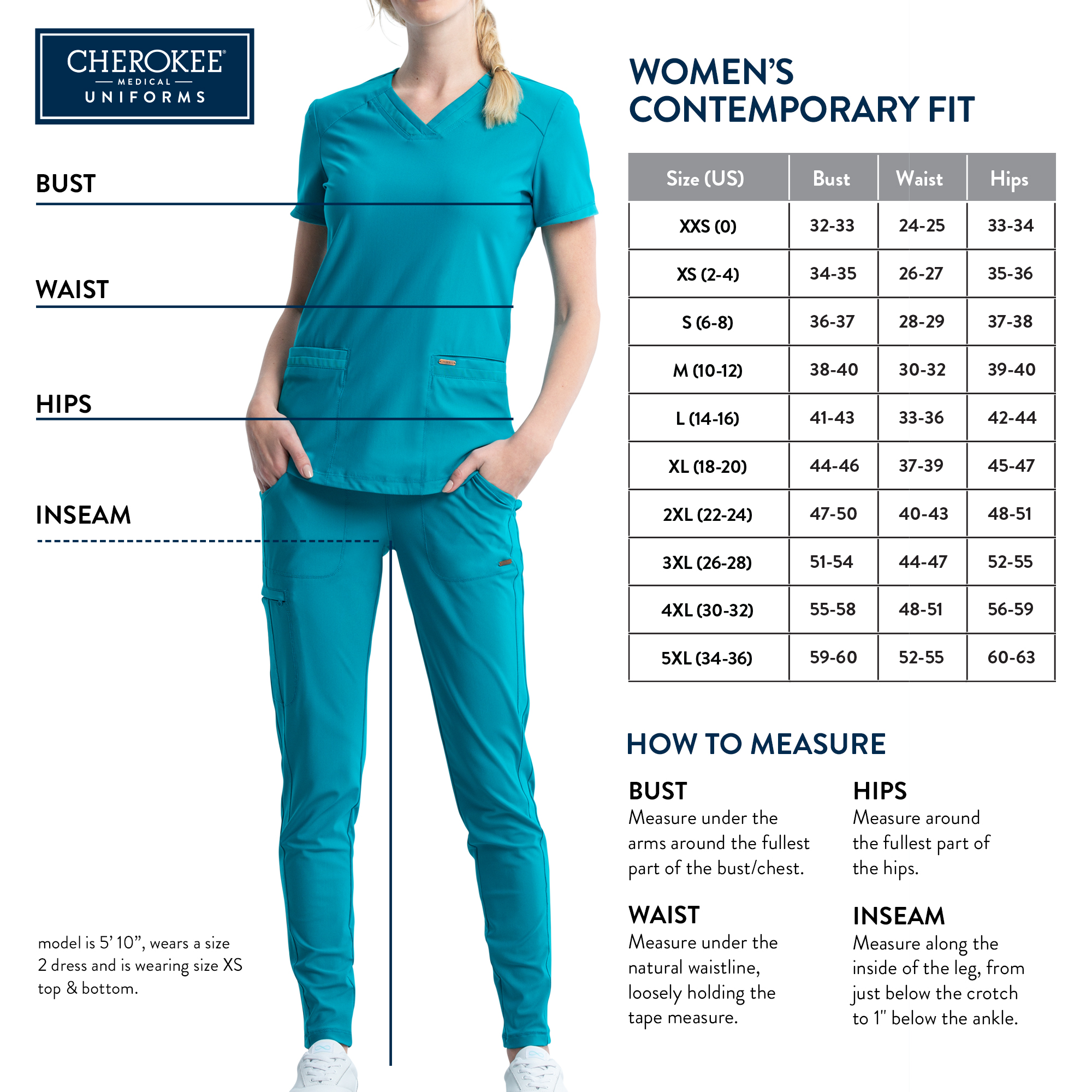 Women's Cherokee Form Mid Rise Tapered Leg Drawstring Pant (Petite Length) - BodyMoves Scrubs Boutique