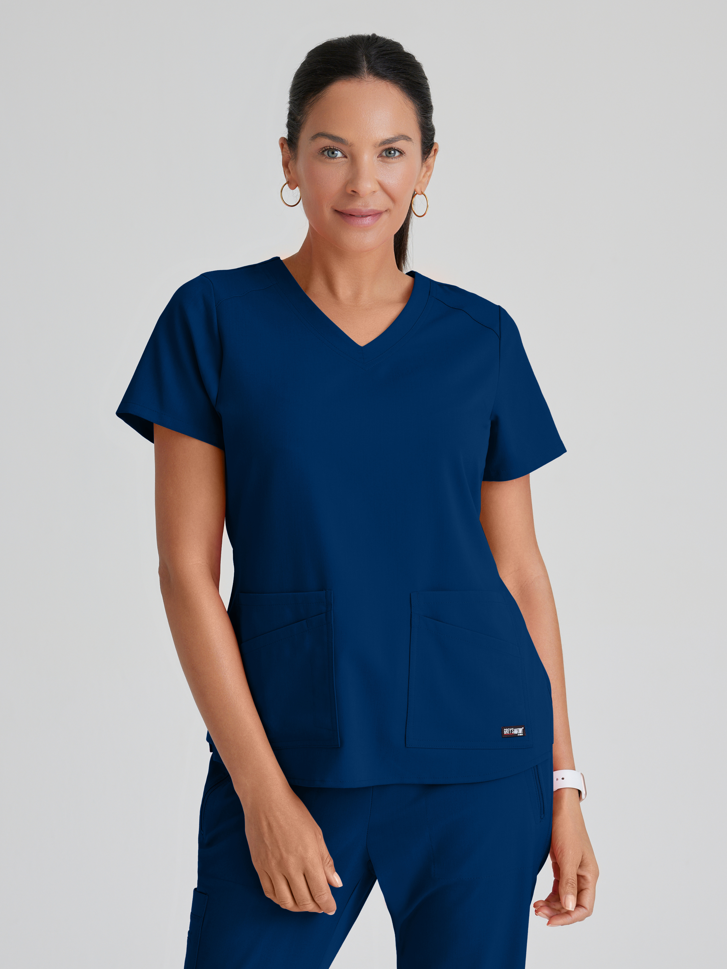 Emma 4-Pocket V-Neck Scrub Top Grey's Anatomy™ by BARCO® Spandex Stretch