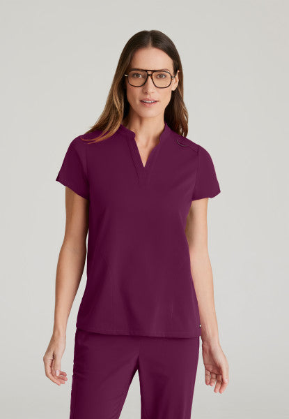 Women's Grey's Anatomy 2 Pocket Banded Collar "Avery" Top