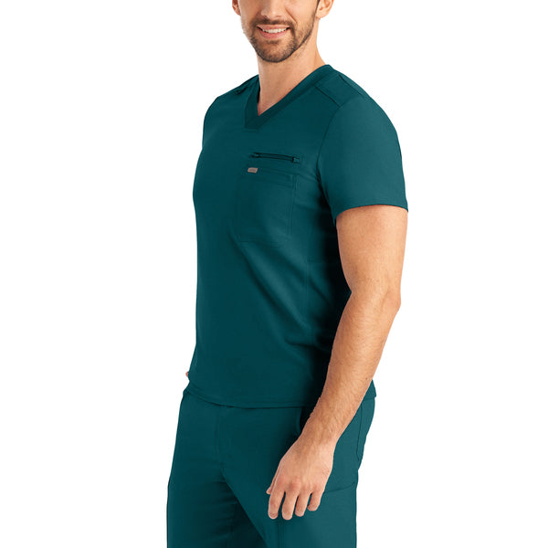Men's LANDAU FORWARD 2-POCKET V-NECK SCRUB Top - BodyMoves Scrubs Boutique