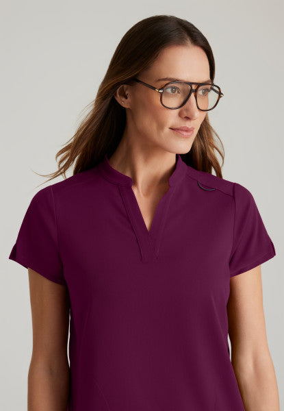 Women's Grey's Anatomy 2 Pocket Banded Collar "Avery" Top