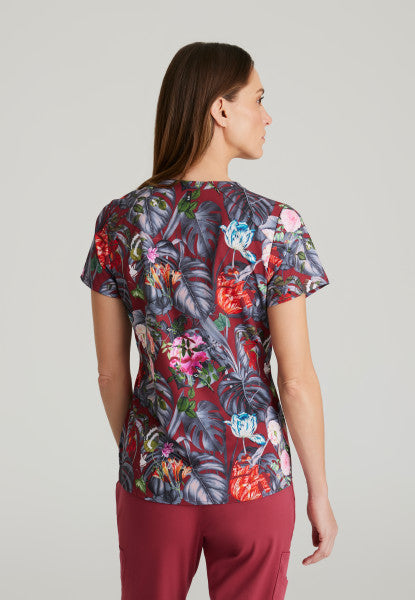 Grey's Anatomy Ella Print Scrub Top in "Palm Garden"