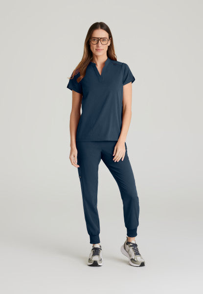 Women's Grey's Anatomy 2 Pocket Banded Collar "Avery" Top