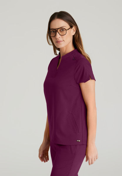 Women's Grey's Anatomy 2 Pocket Banded Collar "Avery" Top