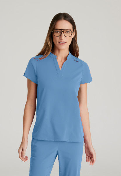 Women's Grey's Anatomy 2 Pocket Banded Collar "Avery" Top