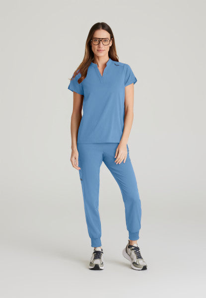 Women's Grey's Anatomy 2 Pocket Banded Collar "Avery" Top