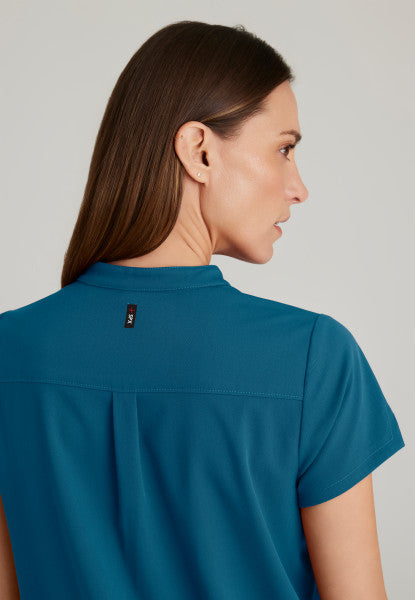 Women's Grey's Anatomy 2 Pocket Banded Collar "Avery" Top