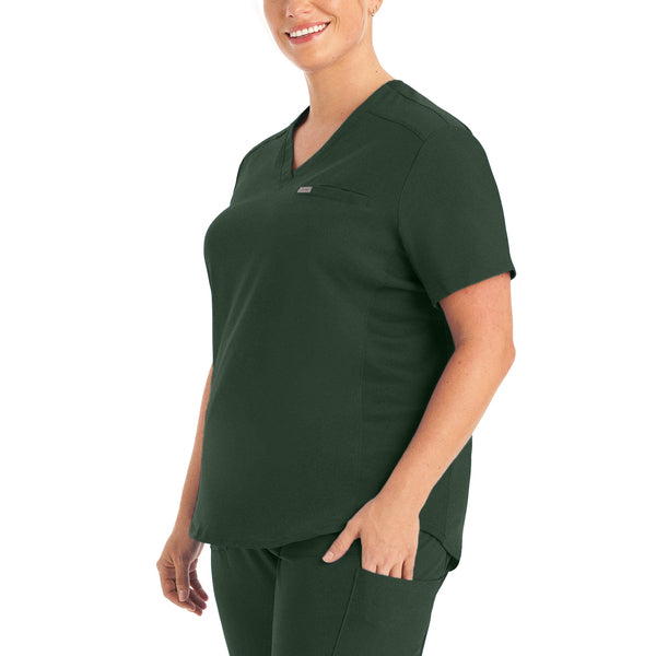 Women's Landau Forward V-Neck Tuck-In Scrub Top - BodyMoves Scrubs Boutique
