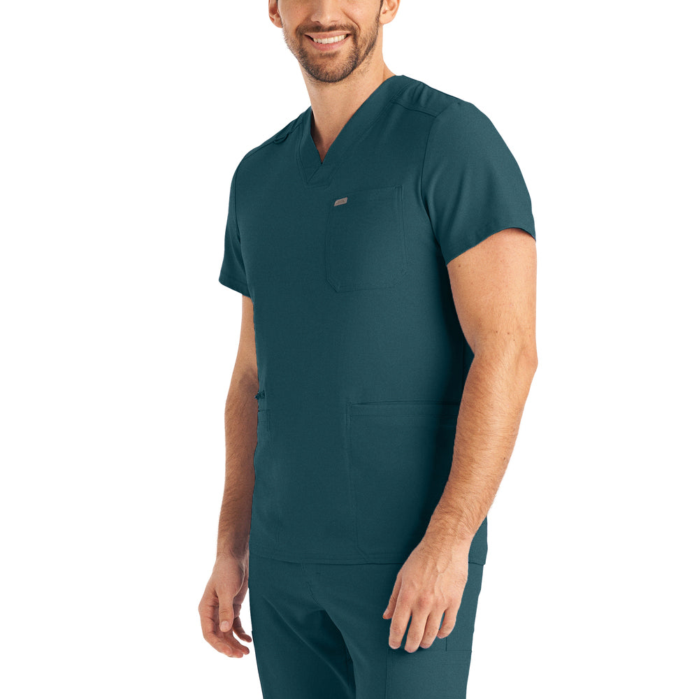 Men's LANDAU FORWARD 4-POCKET V-NECK SCRUB TOP - BodyMoves Scrubs Boutique
