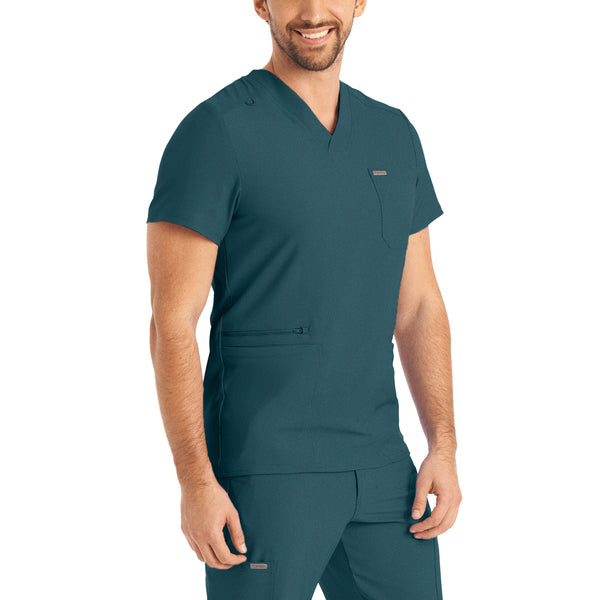 Men's LANDAU FORWARD 4-POCKET V-NECK SCRUB TOP - BodyMoves Scrubs Boutique