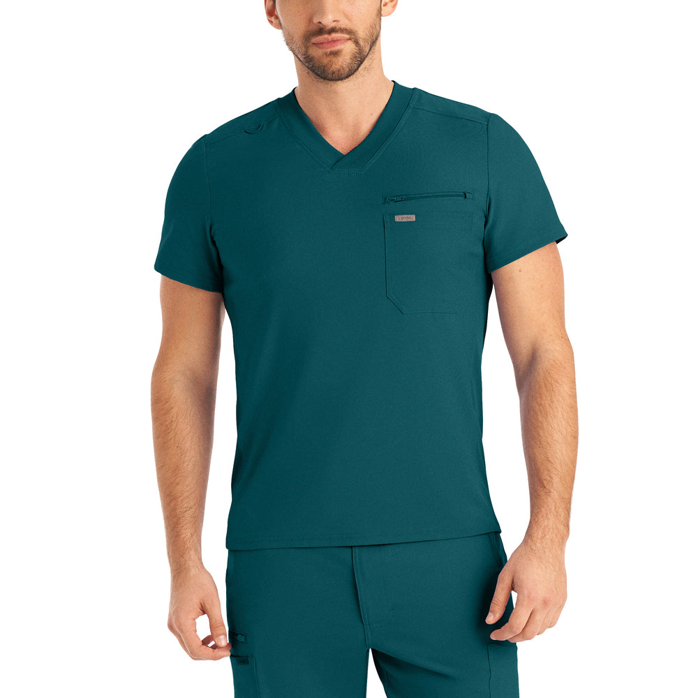 Men's LANDAU FORWARD 2-POCKET V-NECK SCRUB Top - BodyMoves Scrubs Boutique