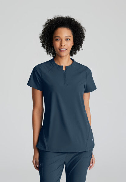 Barco One Women's 2 Pocket Banded Zip Collar "FLUX" Top