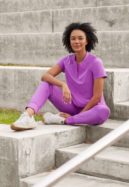 Barco One Women's 2 Pocket Banded Zip Collar "FLUX" Top