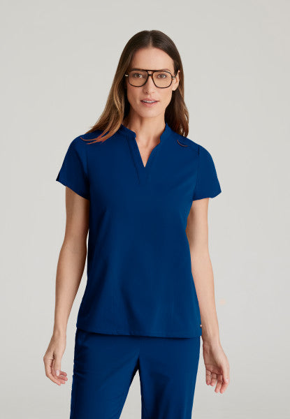 Women's Grey's Anatomy 2 Pocket Banded Collar "Avery" Top