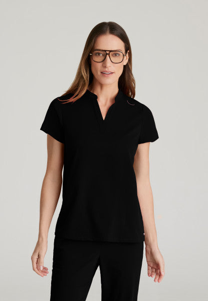 Women's Grey's Anatomy 2 Pocket Banded Collar "Avery" Top