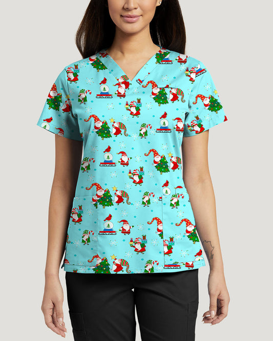FROSTY JOLLYFLAKES PRINTED V-NECK TOP