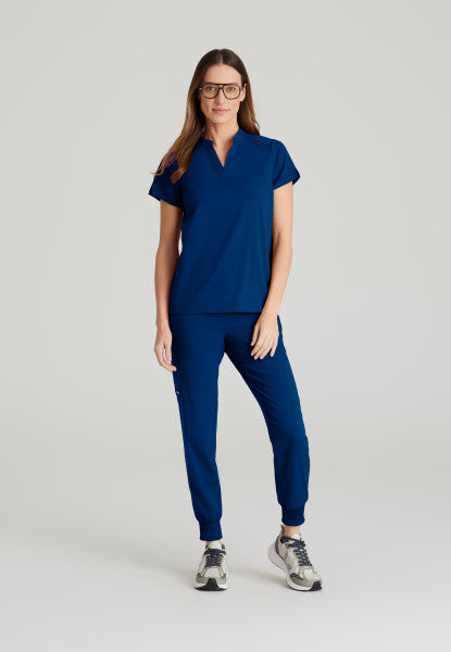 Women's Grey's Anatomy 2 Pocket Banded Collar "Avery" Top